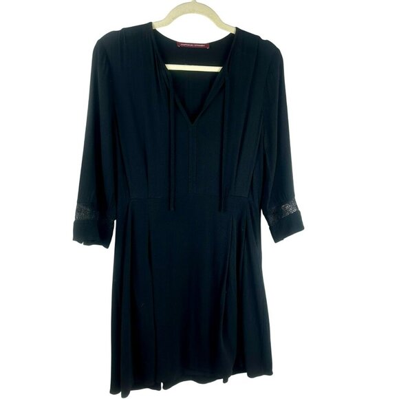 Comptoir Des Cotonniers A Line Dress Women Large Black 3/4 Sleeves Knee Length - Picture 1 of 10
